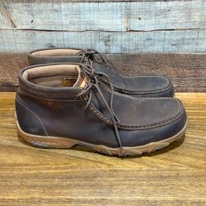 Twisted X Mens 12W Brown Leather Lace Up Moc Nano Composite Toe Boots